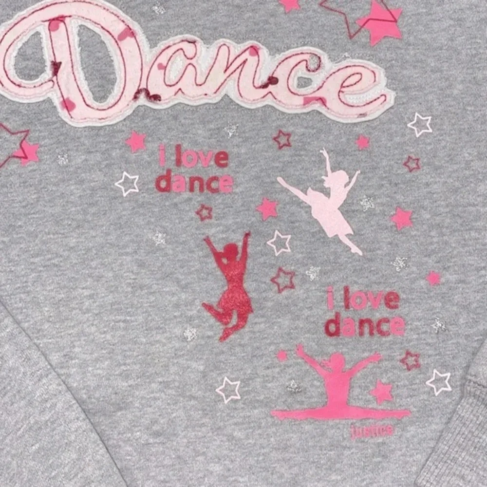 Justice grey dance sweatshirt hooded size XLarge/16 girls